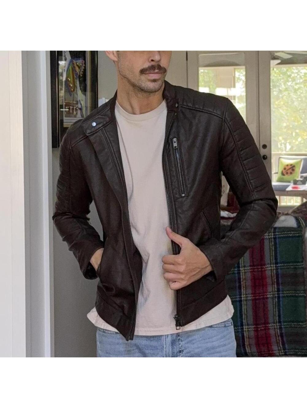 🥇 H&M Women’s Faux Leather Moto Jacket – S